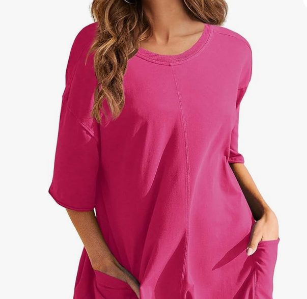 Women's Tee Romper – Oversized V-Neck Jumpsuit for Workouts - Image 2