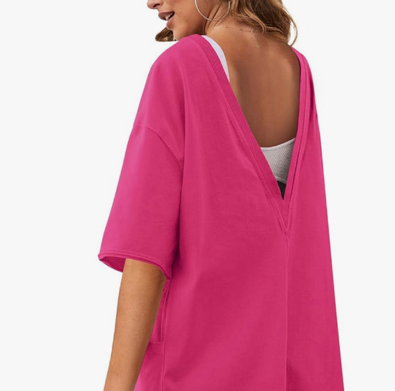 Women's Tee Romper – Oversized V-Neck Jumpsuit for Workouts - Image 3