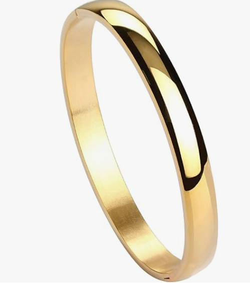 Women's 8mm Stainless Steel Oval Polished Cuff Bangle Bracelet 6.7"