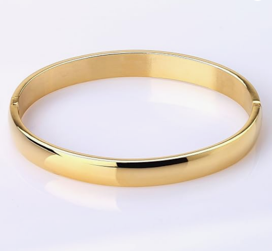 Women's 8mm Stainless Steel Oval Polished Cuff Bangle Bracelet 6.7" - Image 2
