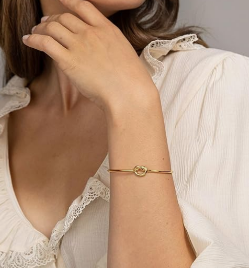 14K Gold Plated Forever Love Knot Infinity Bracelet for Women - Image 2