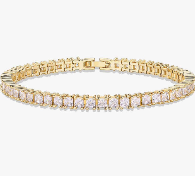 14K Gold Plated Cubic Zirconia Classic Tennis Bracelet – 4mm CZ, Size 6.5-7.5"