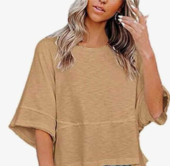 Women's Fashion Crewneck T-Shirt – 3/4 Sleeve Loose Casual Summer Tops - Image 2